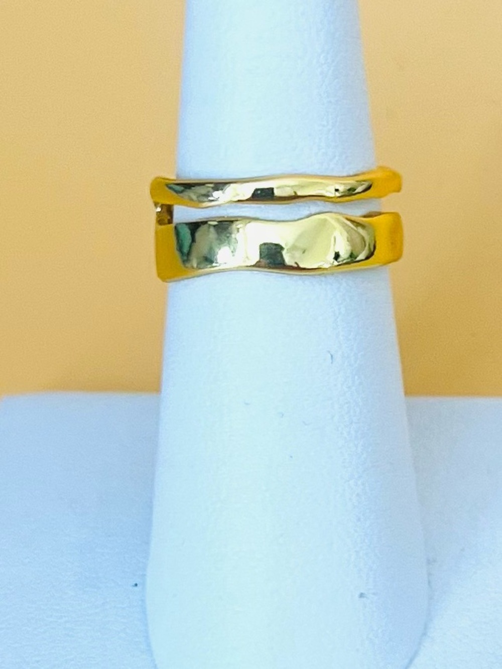 Gold over silver thumb ring, adjustable size stamped .925